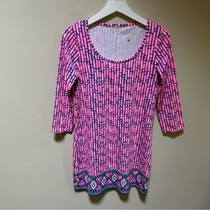 Lilly Pulitzer ~ Beacon Cotton Dress~Slathouse Stripe Engineer Print size Small